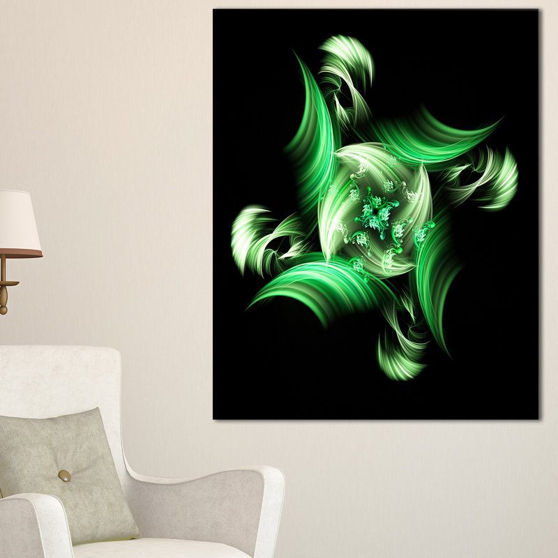 « rotation of world world », impression sur toile tendue en vert et noir, H 40 po x l 20 po x P 1po