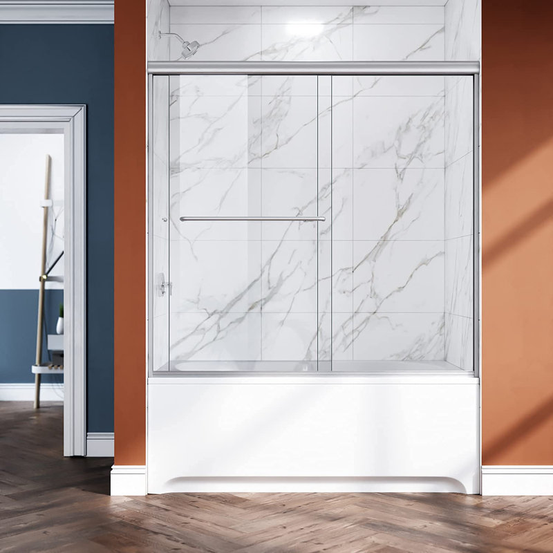 56"-60" W x 57.37" H Semi-Frameless Bypass Tub Door