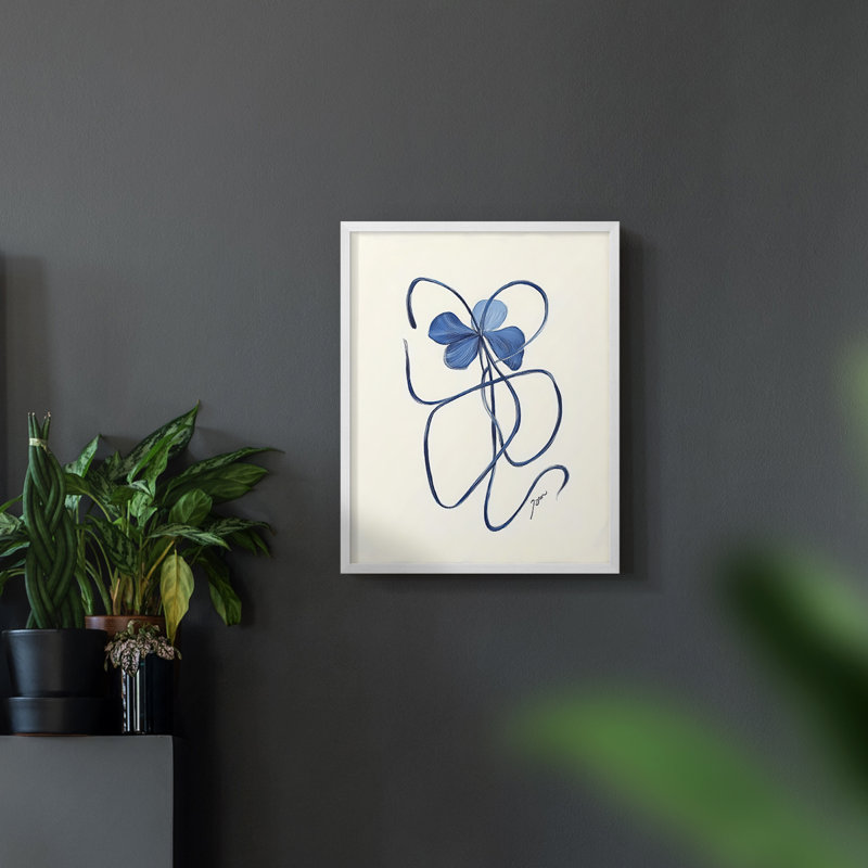 Série FLORAL DCXLV III - Impression encadrée de qualité supérieure - Prêt à être accroché - Aucun clou requis, Blanc