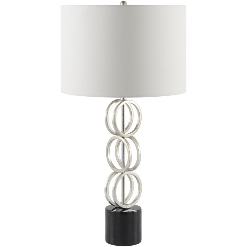Parham Table Lamp, Silver/Black, White