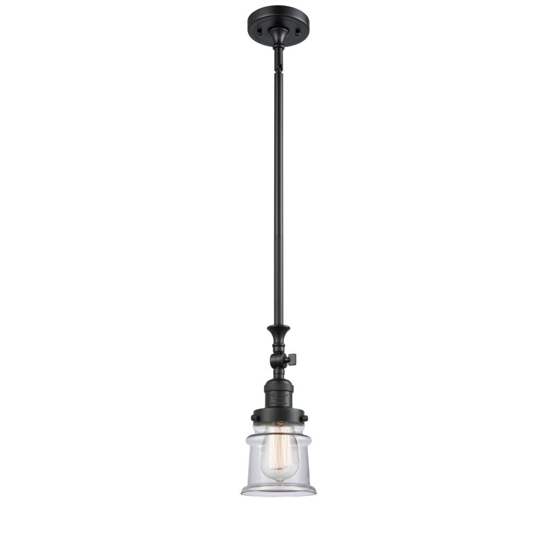 Luminaire suspendu en forme de cloche à 1 lumière Alexandira, Transparent, Ampoule DEL 6 watts Vinage, Noir mat