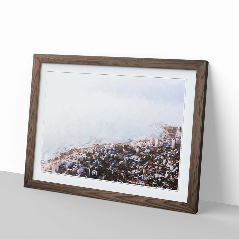 Seascape from Cape Town in Abstract - Picture Frame Graphic Art Print, 50cm H x 76cm W x 2cm D, Walnut