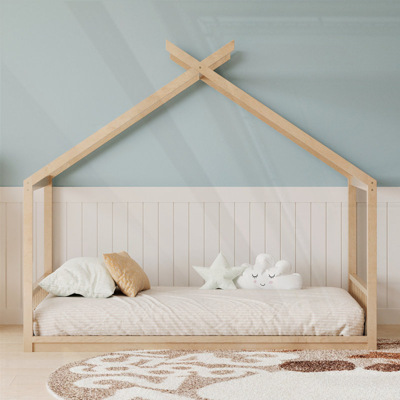 Structure de lit Montessori Style House, Naturel, Simple