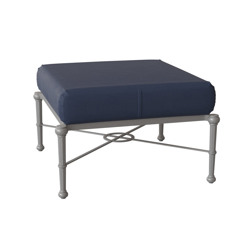 Repose-pieds d'extérieur avec coussin Delphi, Tissage uni palette indigo Sunbrella®, Étain