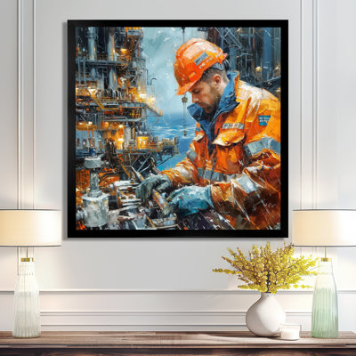Reproduction d'art mural gris et orange