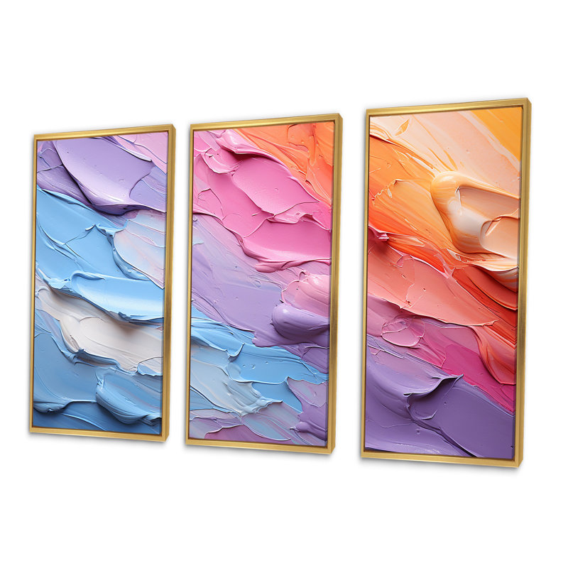 «Rainbow Hue Harmony» - ensemble d'art mural arc-en-ciel, Cadre flottant doré, H 40 po x l 60 po x P 1 po