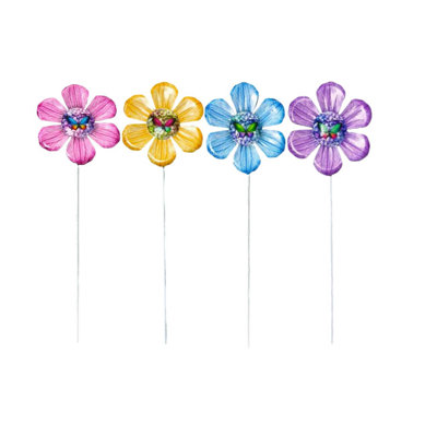 4pcs Metal Potted Planters Flower Arrangements Decorative Plants Holders Crafts Wrought Iron Flower Forks Garden Ornaments