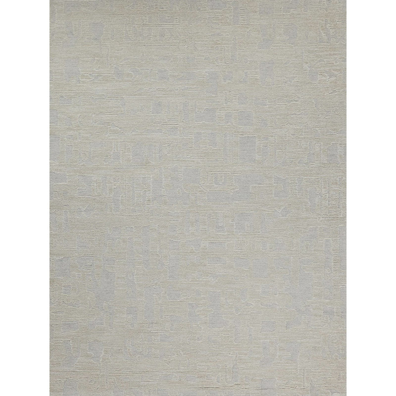 Aspen Hand Tufted Abstract Area Rug, Silver/Ivory, Rectangle 9' x 12'