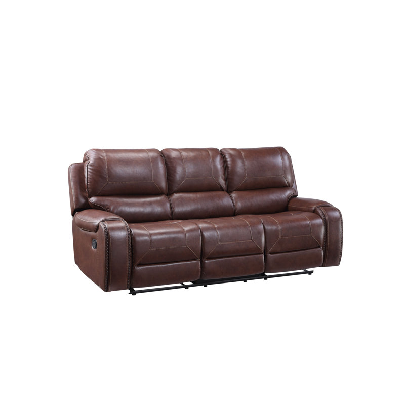 Wakita 86'' Faux Leather Reclining Sofa, Brown