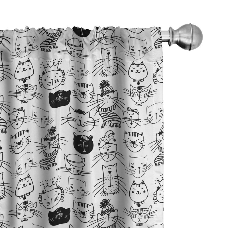 Doodle Semi-Sheer Rod Pocket Curtain Panels, 28" x 84"