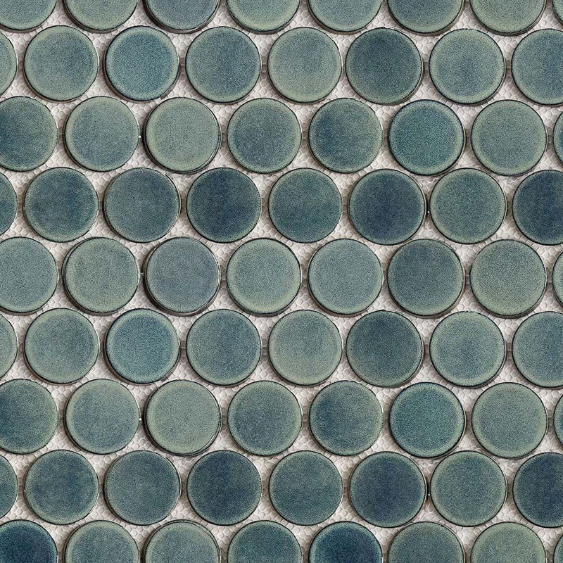 Rounds 2 Inch Porcelain Mosaic, Dark Green