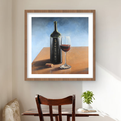 Bouteille de Bordeaux avec verre à vin - Impression romantique bleue