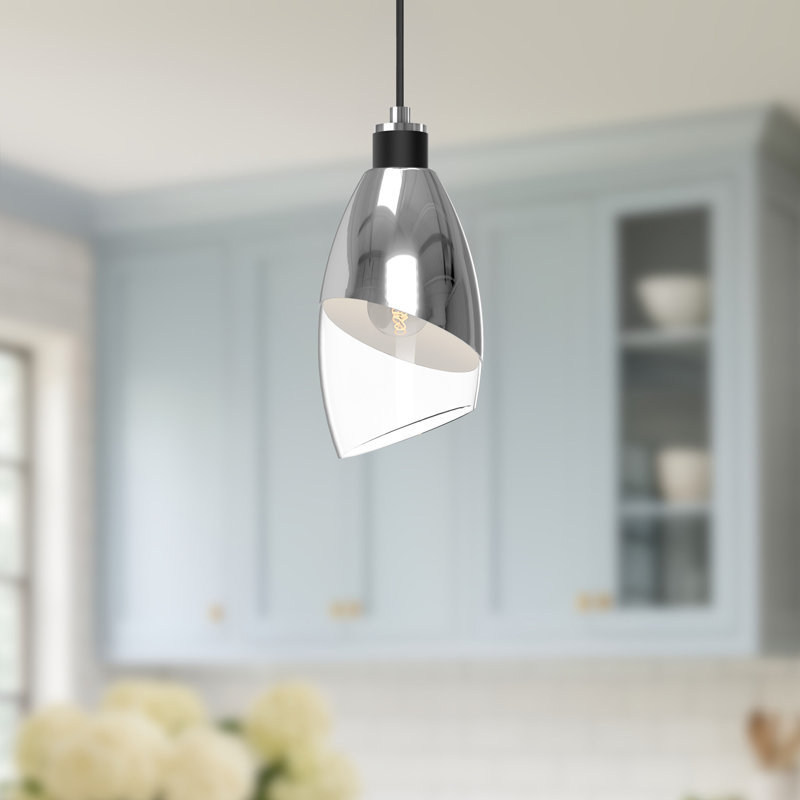 Luminaire suspendu simple à 1 lumière Tabitha, Chrome