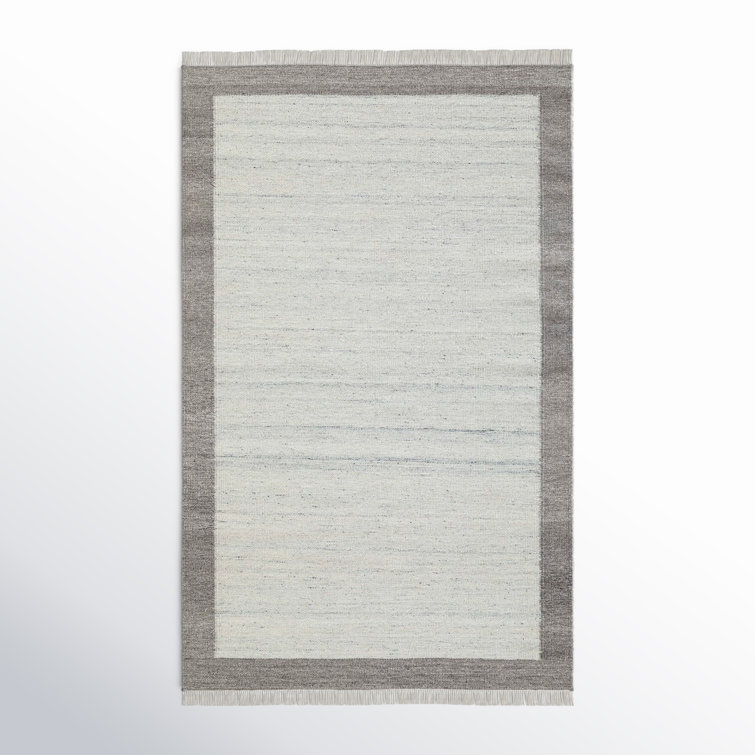 Kaylee Hand Turfed Wool Area Rug in Gray/Ivory