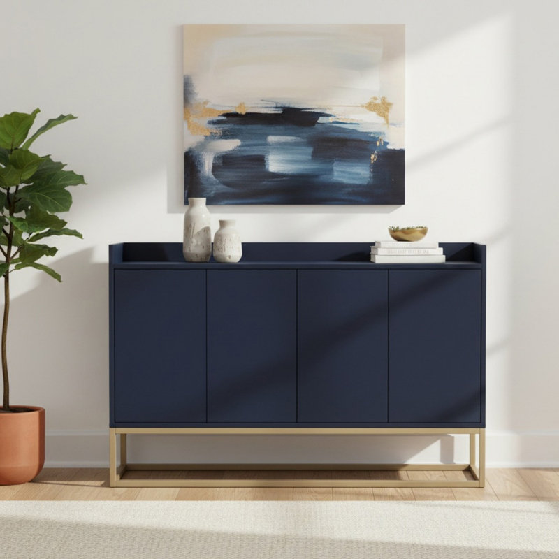 Modern 47.21" Sideboard Elegant Buffet Cabinet with Large Storage Space for Dining Room, Entryway, Navy Blue