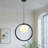 16.14" 1-Light Black Circular Glass Globe Adjustable Pendant Light-603418138