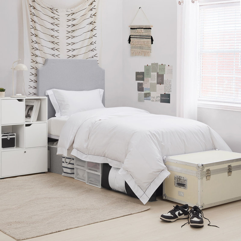 Sassi Di Matera Cotton Duvet Cover, White Italian Stitch Gray