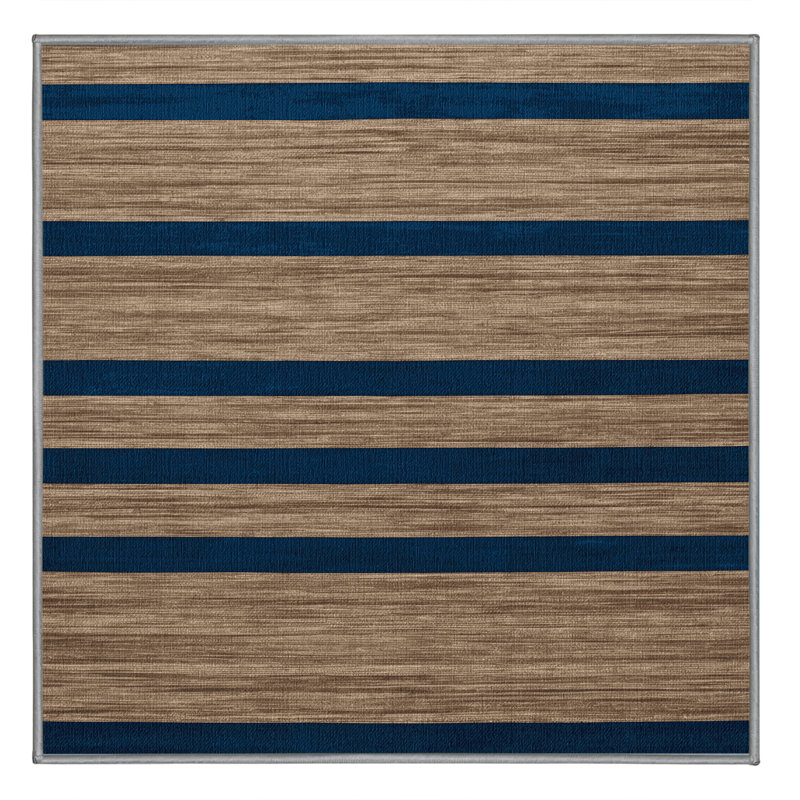 Tapis gris à rayures horizontales lavable à la machine, Carré 5 pi