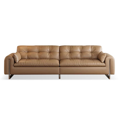 Khaki Genuine Leather Modular Sofa cushion couch