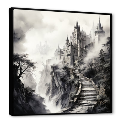 Grey Foggy Fairytale Castle - Fantasy Wall Art
