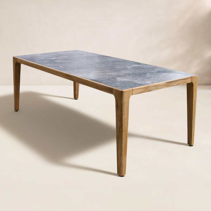 Cava Teak & Orobico Sintered Stone Dining Table, Black