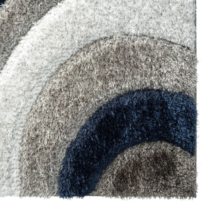 Tapis bleu marine à motif géométrique Koo, Rectangle 8 pi x 10 pi