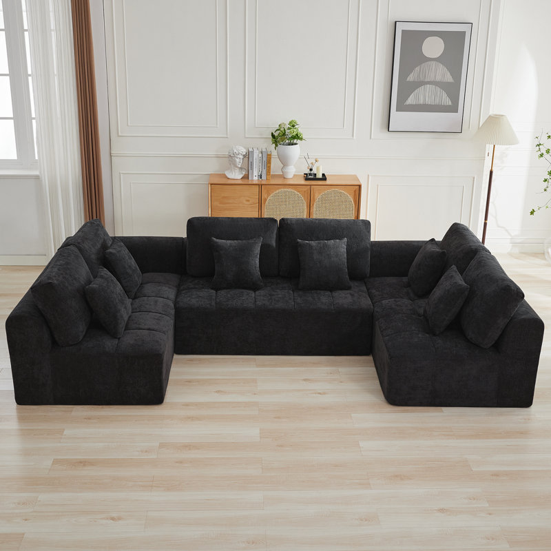 Canapé modulaire surdimensionné en forme de U de 137,9 po, canapé de nuage modulaire compressé avec mousse à mémoire de forme, aucun assemblage requis