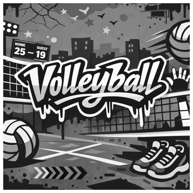 Coussins Graffiti Volleyball Scène, 18 x 18 pouces