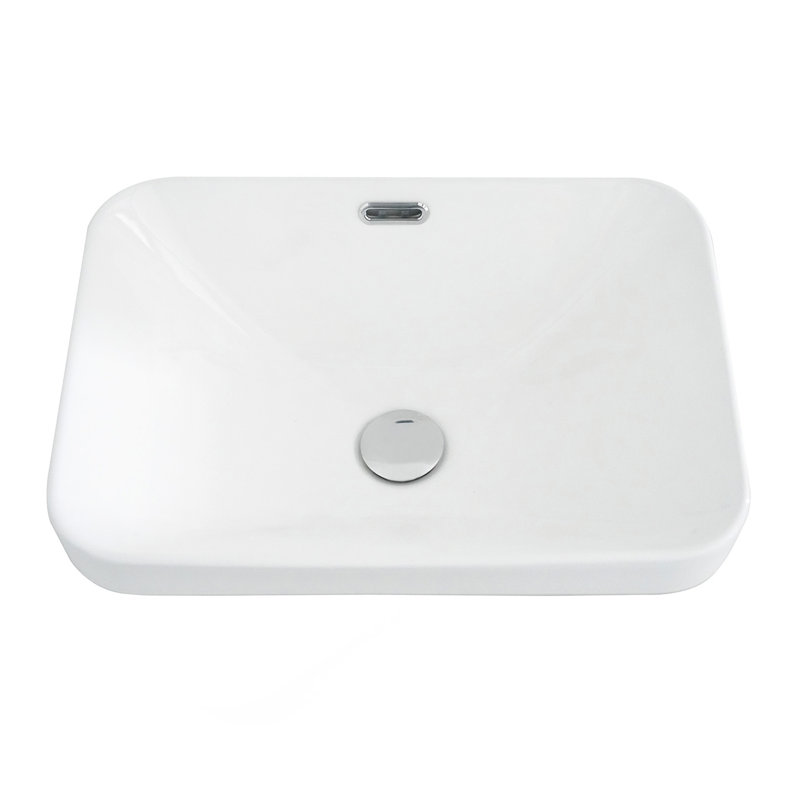 Integrated White Ceramic Basin, Drain Notincluded