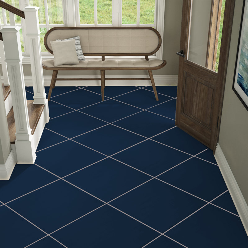 Refinery Semi-Polished 24'' W x 24'' L Porcelain Singular Tile, Navy