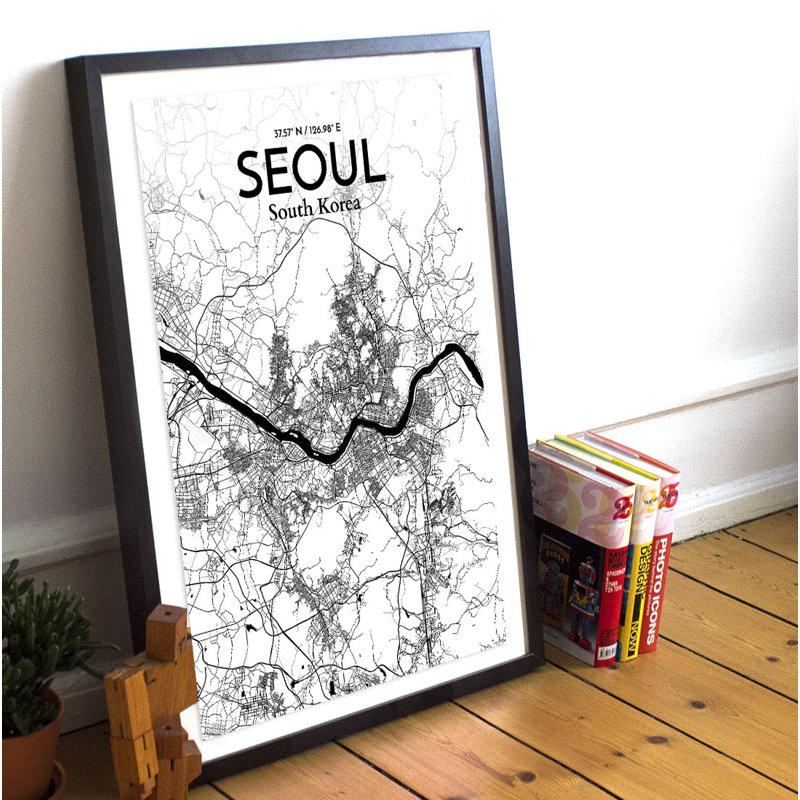 Seoul City Map - No Frame Print, 43.2cm H x 27.9cm W x 0.1cm D