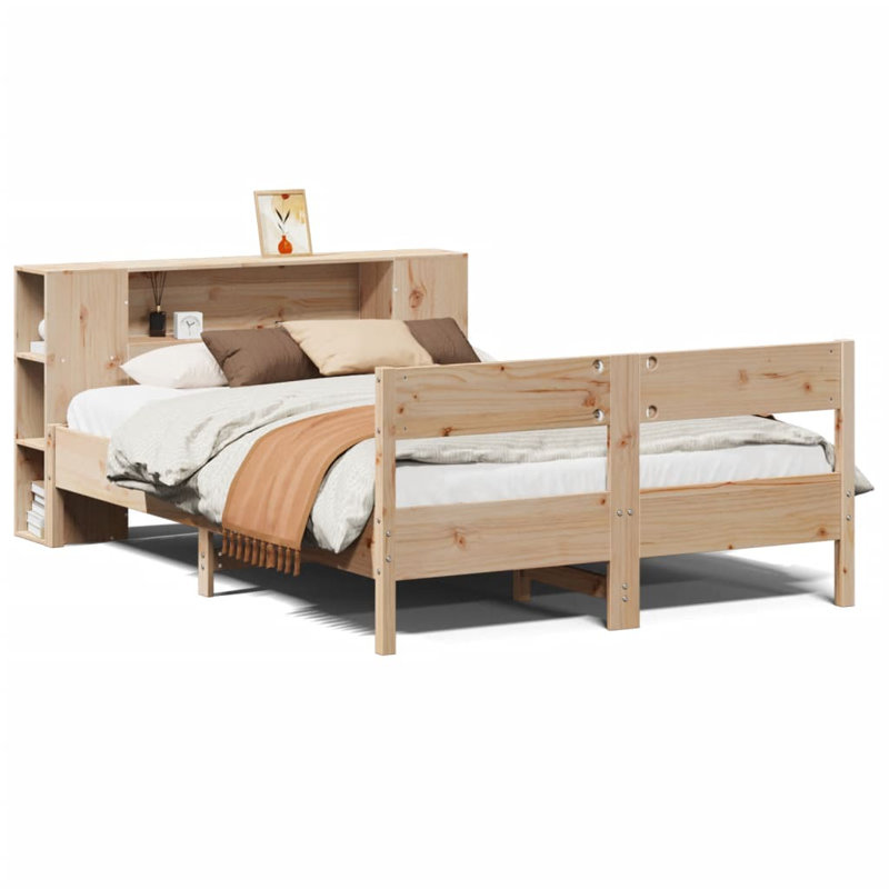 Burgas Solid Wood Bed, European Double (140 x 200cm), Brown