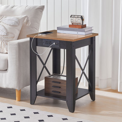 Alonso 23.6'' Tall End Table with Charging Station