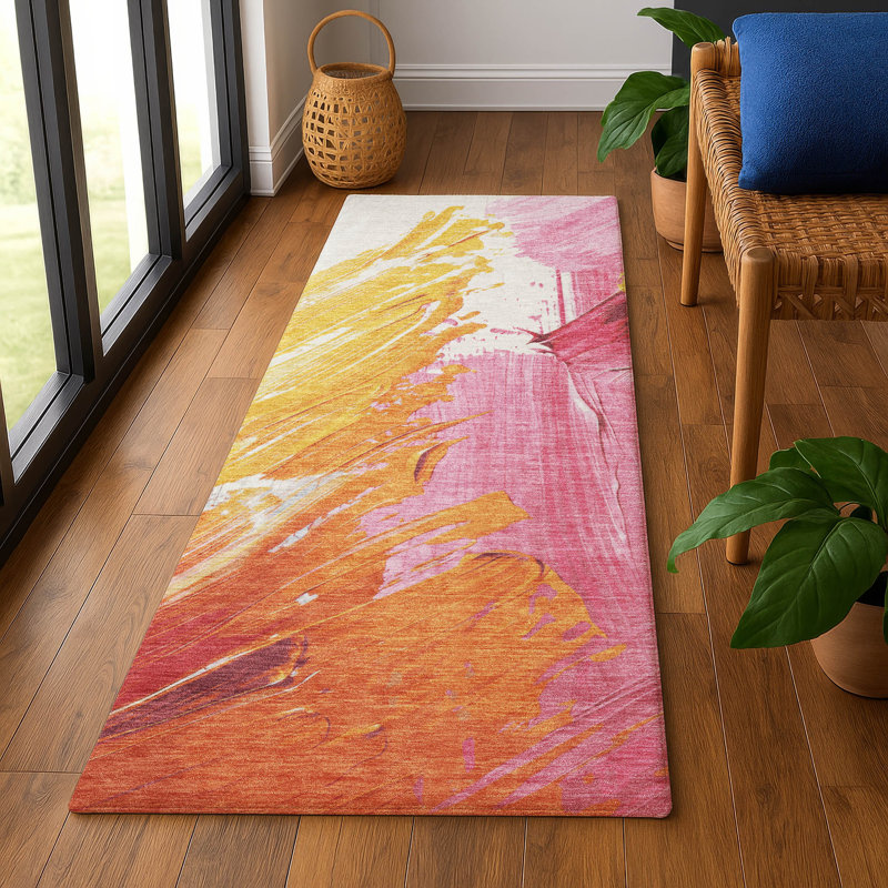 Premium Machine Washable Mayfield AMF1843 Abstract Rug, Runner 2'3" x 7'6"