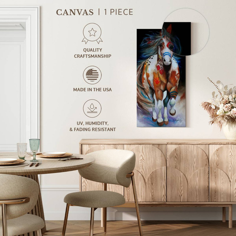 Cheval de guerre indien, H 30 po x l 15 po