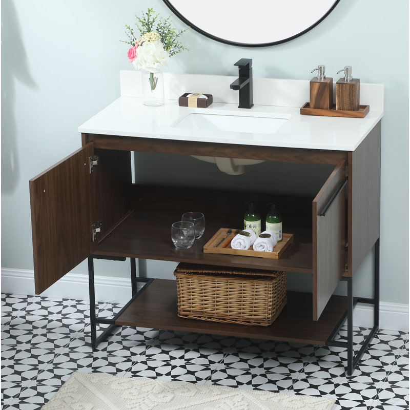 Ensemble de meuble-lavabo simple 40 po Rozell, Noyer