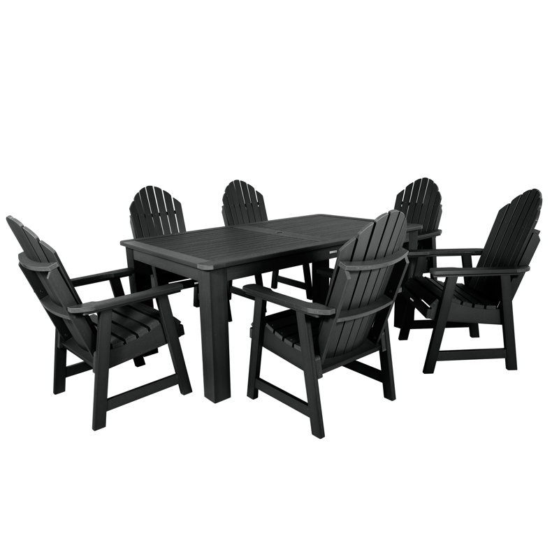 Macias 6 - Person Patio Dining Set with Rectangular Table, Black, 30'' H x 42'' W x 72" L