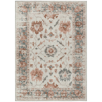 Machine Washable Indoor/Outdoor Xhevrie Linen Rug