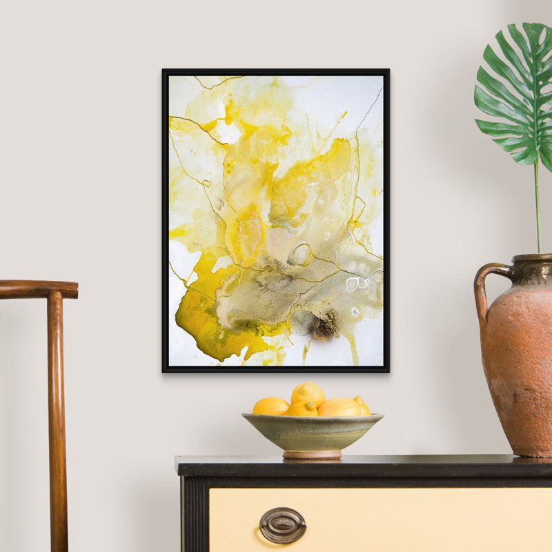 Ligne jaune-reproduction d’art sur toile, Cadre noir, H 26 po x l 20 po x P 1,75 po