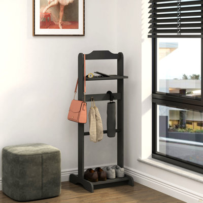 Portant à vêtements décoratif, support à vêtements avec organisateur de rangement, finition noire