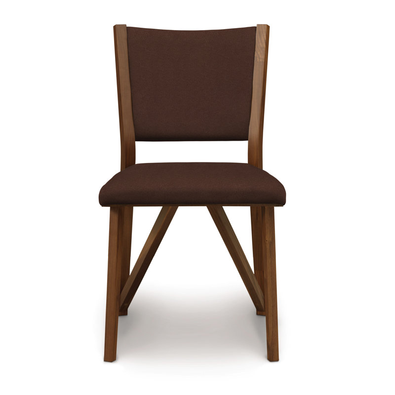 Exeter 19'' H Upholstered Side Chair, Coffee Leather, Natural Walnut