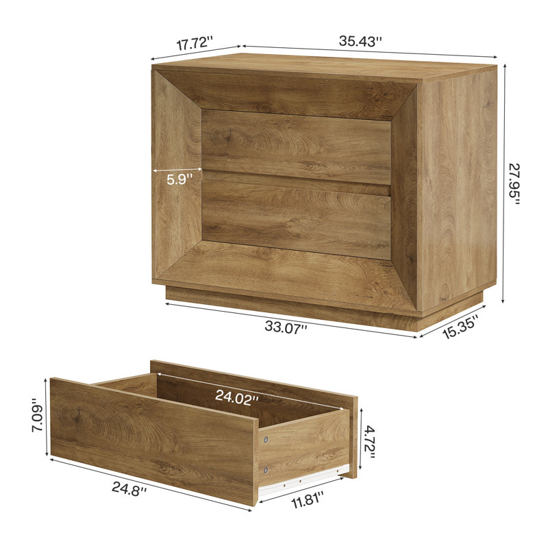 Ensemble de 2 tables de chevet surdimensionnées, Chêne