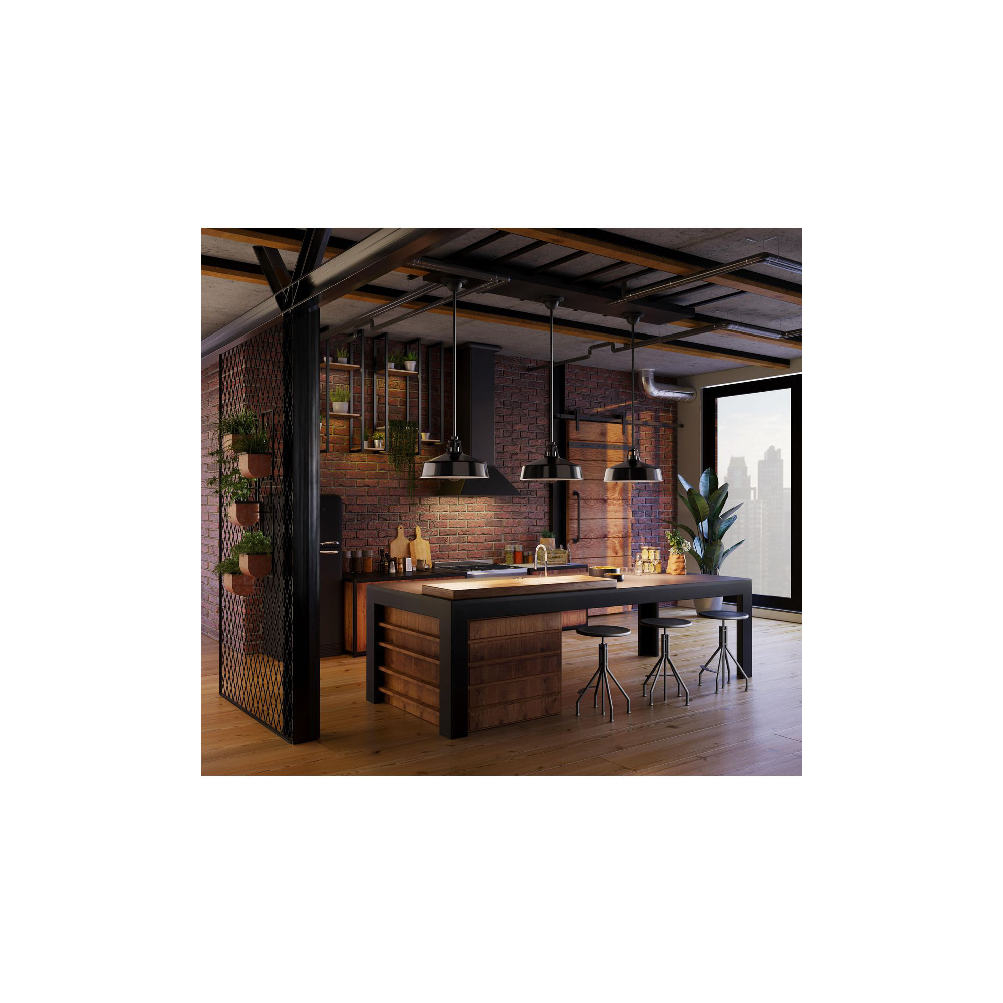 Outdoor Metal Pendant, Black