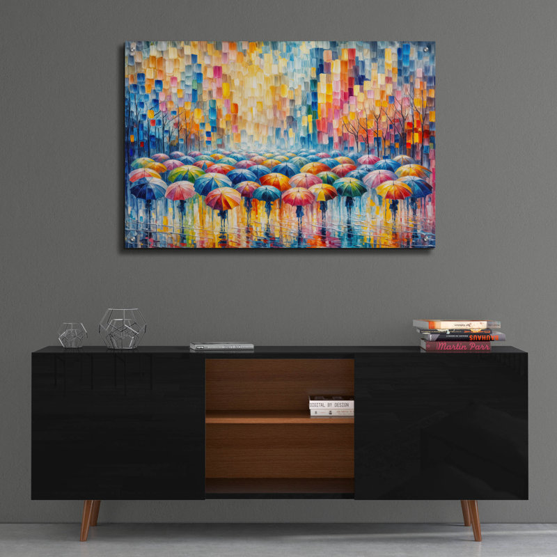  «Colorful Umbrellas 2» par Rey Klimt, art mural en verre acrylique, 36 po x 24 po, H 24 po x l 36 po