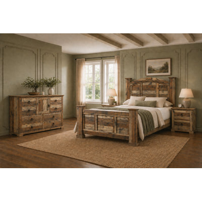 Rustic Poster Bedroom Set in Natural Finish