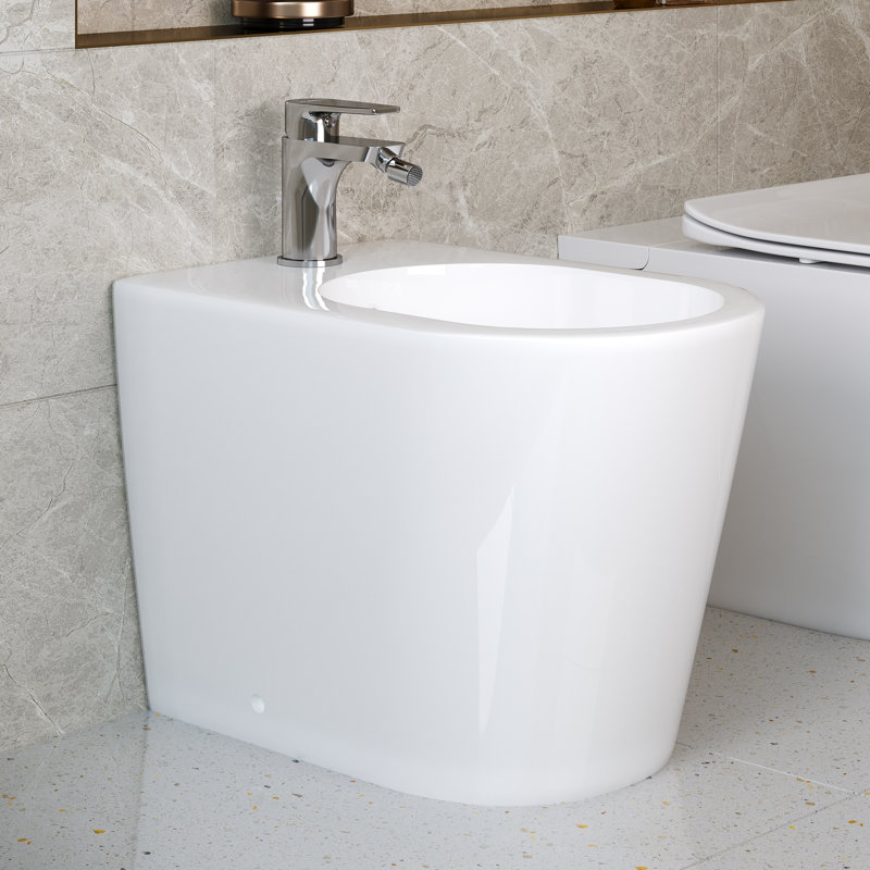 Bidet allongé au sol avec robinet inclus, nettoyage manuel d'hygiène pour la salle de bain