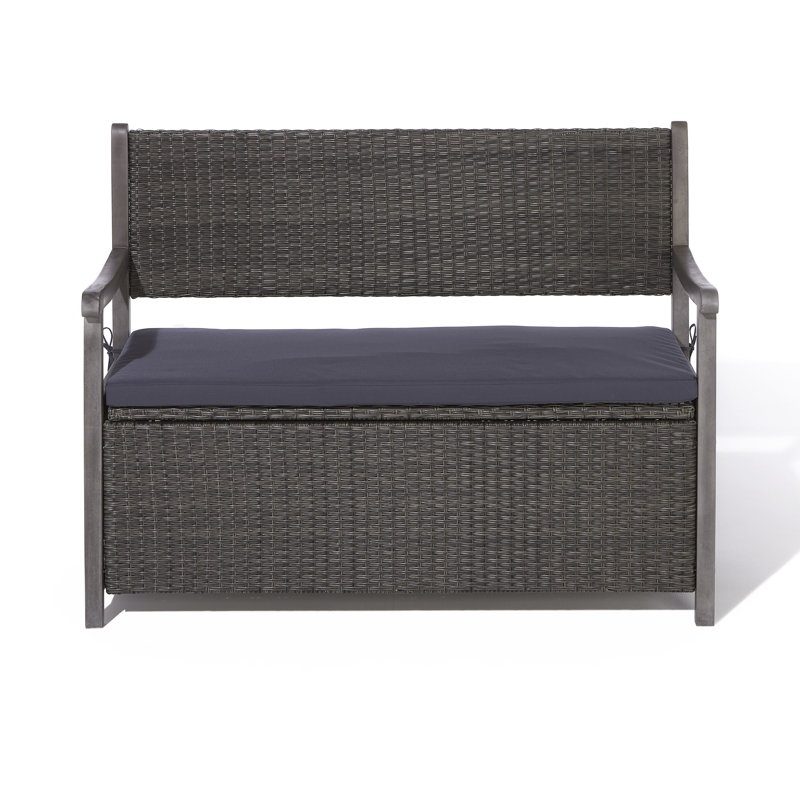 Rowlinson Alderley Rattan Storage Bench - Grey