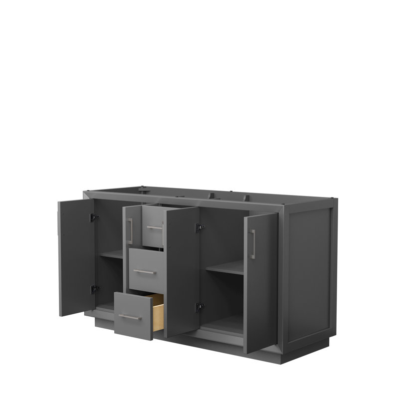 Strada 59.25'' Double Bathroom Vanity Base Only, Dark Gray/Gray