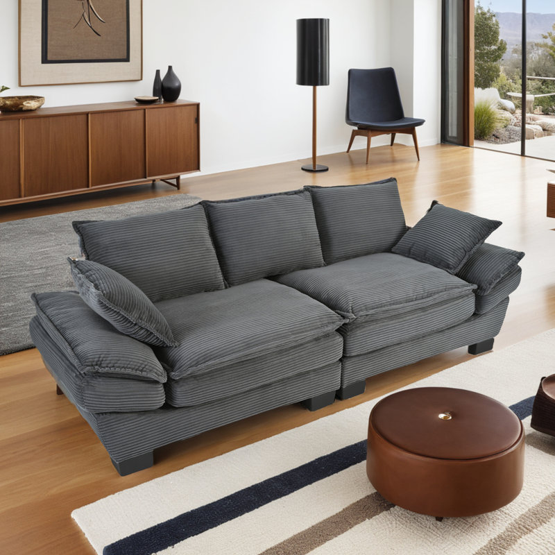 Canapé incurvé moderne U-Style 85,4 po, Gris