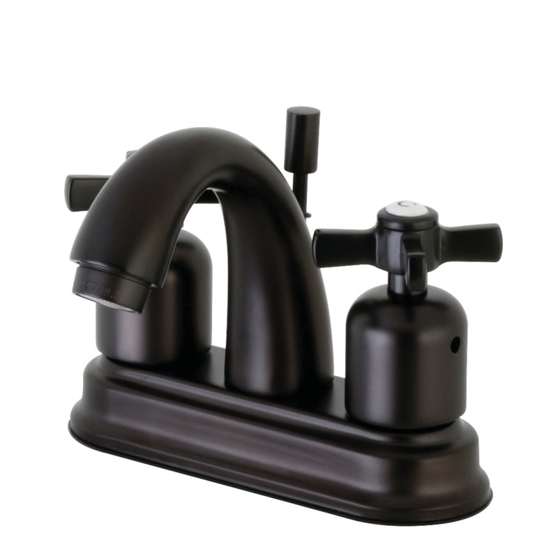 Kingston Brass Millennium Two-Handle 3-Hole Deck Mount 4" Centerset Bathroom Faucet with Plastic Pop-Up, Oil Rubbed Bronze